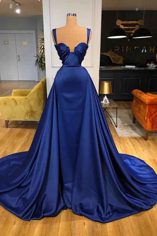 Chic Royal Blue Straps Sweetheart Prom Dress Overskirt Long Button-up Maxi Skirt