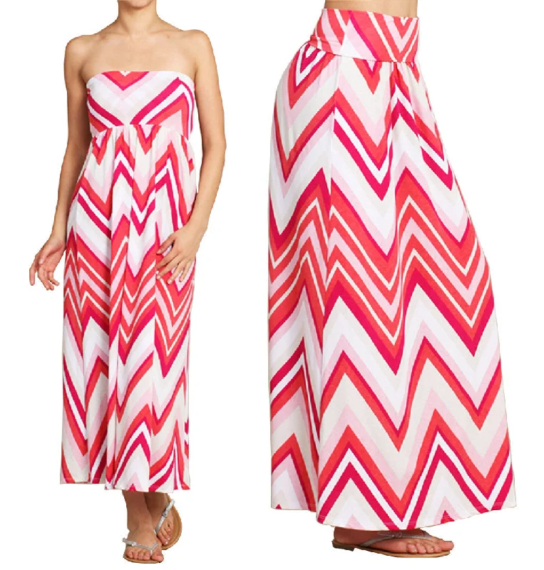 Maxi Skirt Convertible Dress Hot Pink Chevron Embellished Maxi Skirt