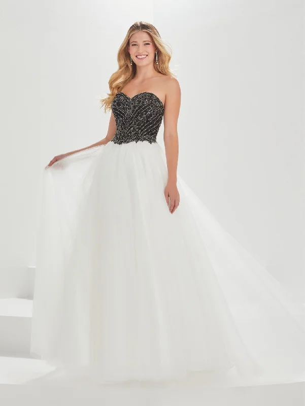 Beaded Tulle Strapless A-line Gown by Tiffany Designs 16010 Ruffled Tulle Dress