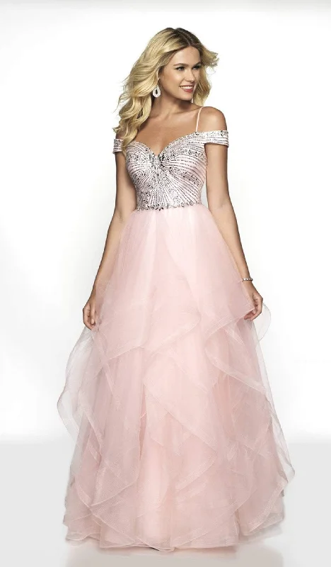 Blush by Alexia Designs - Embellished Asymmetrical Tulle Dress 5717SC Tulle Party Dress