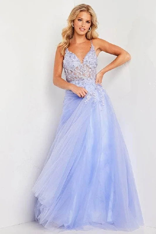 JVN by Jovani JVN37457 - Butterfly Embroidered Tulle Prom Dress Tulle Dress Soft