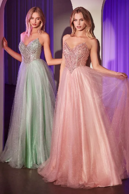 Cinderella Divine -CC415 Strapless Beaded Tulle Ball Gown Romantic Tulle Dress