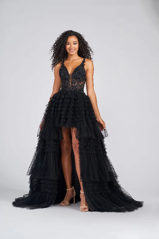 COLETTE 12281 Hi-Low Layered Tulle A-Line Dress - Black or Red Tulle Wedding Gown