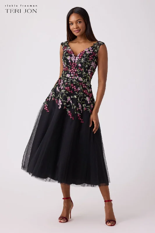 Embroidered Tulle Fit And Flare Dress Tulle Dress Soft