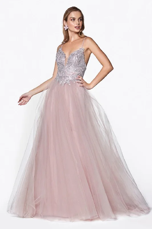 Mauve Tulle Lace Bodice Gown Fluffy Tulle Dress