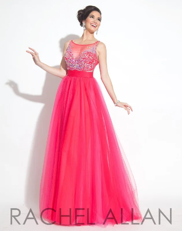 Rachel Allan 6955 Watermelon Illusion Tulle A-Line Dress Tulle Party Gown