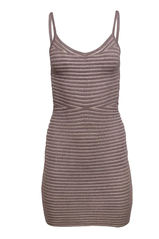 Alexander Wang - Light Brown Sleeveless Textured Bodycon Dress Sz S V-neck Bodycon Dress