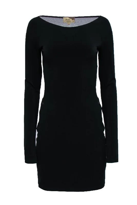 Elizabeth & James - Black Long Sleeve Bodycon Dress w/ Mesh Back Sz M Stylish Bodycon Dress