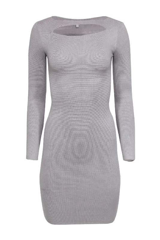 Reiss - Grey Knit Bodycon Dress w/ Chest Cutout Sz 2 Simple Bodycon Gown