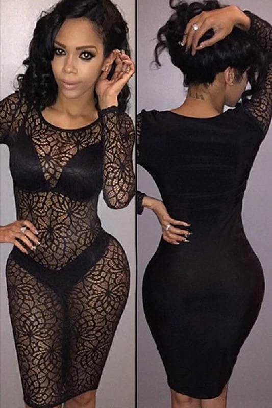 Sultry Lace Face Bodycon Club Dresses Chic Bodycon Gown