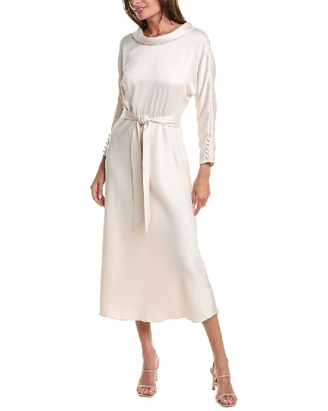 Teri Jon by Rickie Freeman Cowl Midi Dress Soft Wool Midi