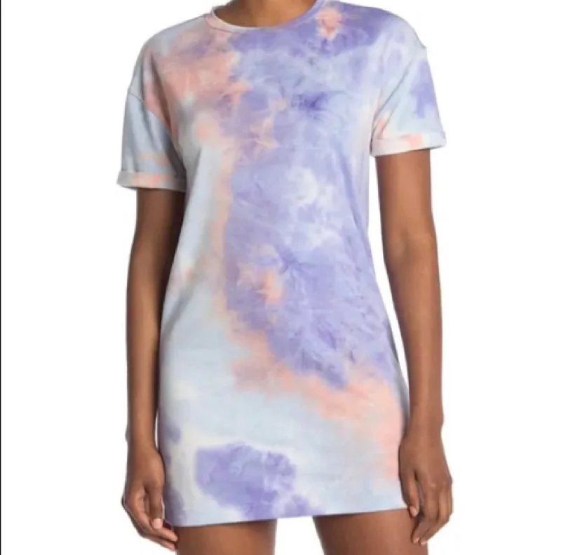 - Tie Dye Crew Neck T-Shirt Dress Relaxed Shirt Gown